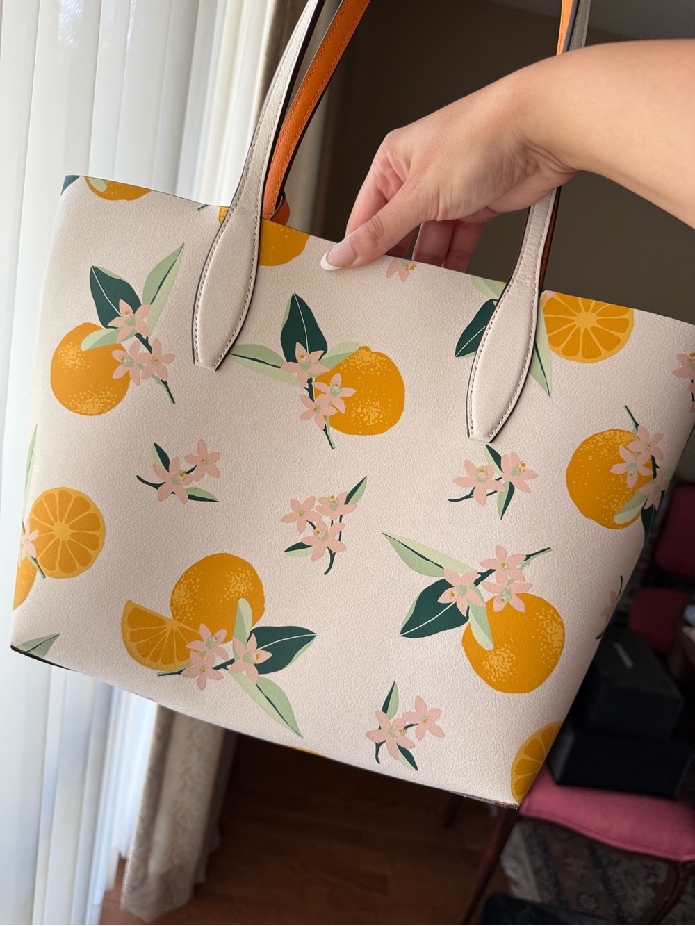 Kate Spade Citrus Blossom Tote Bag - White/Orange - Picture 6 of 9